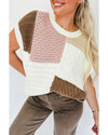 Multicolor Colorblock Mix Textured Sweater Tee - XL