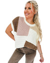Multicolor Colorblock Mix Textured Sweater Tee - XL
