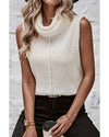 White Central Seam Cowl Neck Sweater Vest - XL