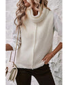 White Central Seam Cowl Neck Sweater Vest - XL