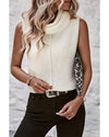 White Central Seam Cowl Neck Sweater Vest - XL
