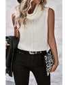 White Central Seam Cowl Neck Sweater Vest - XL
