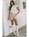 White Textured Ruffled Mock Neck Knitted Vest - XL