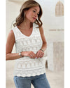White V Neck Textured Hollow-out Sweater Vest - 2XL