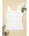 White V Neck Textured Hollow-out Sweater Vest - 2XL