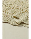 Apricot V Neck Textured Hollow-out Sweater Vest - M