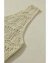 Apricot V Neck Textured Hollow-out Sweater Vest - XL