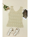 Apricot V Neck Textured Hollow-out Sweater Vest - XL