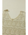 Apricot V Neck Textured Hollow-out Sweater Vest - XL