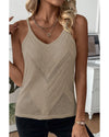 Parchment Chevron Pointelle Knit Spaghetti Straps Sweater Vest - L