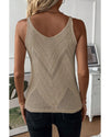 Parchment Chevron Pointelle Knit Spaghetti Straps Sweater Vest - L