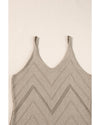 Parchment Chevron Pointelle Knit Spaghetti Straps Sweater Vest - L