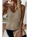 Parchment Chevron Pointelle Knit Spaghetti Straps Sweater Vest - XL