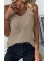 Parchment Chevron Pointelle Knit Spaghetti Straps Sweater Vest - XL