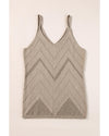 Parchment Chevron Pointelle Knit Spaghetti Straps Sweater Vest - XL