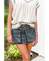 White Contrast Trim V Neck Cable Knit Sweater Vest - M