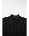 Black Solid Color Cable Knit High Neck Sweater Vest - XL