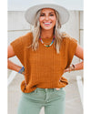 Chestnut Grid Textured Short Sleeve Sweater - L