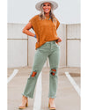 Chestnut Grid Textured Short Sleeve Sweater - L