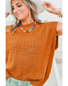 Chestnut Grid Textured Short Sleeve Sweater - L