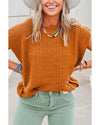 Chestnut Grid Textured Short Sleeve Sweater - L