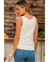 White U Neck Eyelet Accent Sweater Vest - 2XL