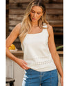 White U Neck Eyelet Accent Sweater Vest - 2XL