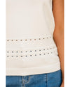 White U Neck Eyelet Accent Sweater Vest - 2XL