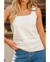 White U Neck Eyelet Accent Sweater Vest - 2XL