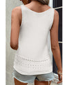 White U Neck Eyelet Accent Sweater Vest - 2XL