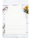White U Neck Eyelet Accent Sweater Vest - 2XL