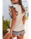 Apricot Crochet Eyelet Flounce Tank Top - L