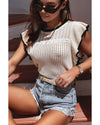 Apricot Crochet Eyelet Flounce Tank Top - L
