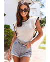 Apricot Crochet Eyelet Flounce Tank Top - L