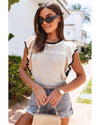 Apricot Crochet Eyelet Flounce Tank Top - L