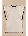 Apricot Crochet Eyelet Flounce Tank Top - L