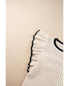 Apricot Crochet Eyelet Flounce Tank Top - L
