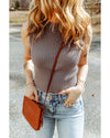 Smoke Gray Ribbed Crew Neck Sweater Vest - L