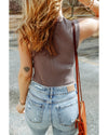 Smoke Gray Ribbed Crew Neck Sweater Vest - L