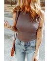 Smoke Gray Ribbed Crew Neck Sweater Vest - L