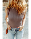 Smoke Gray Ribbed Crew Neck Sweater Vest - M