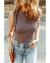 Smoke Gray Ribbed Crew Neck Sweater Vest - M