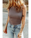Smoke Gray Ribbed Crew Neck Sweater Vest - M