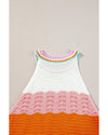Multicolour Wavy Striped Print Textured Knit Sleeveless Sweater Top - L