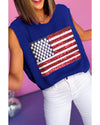 Bluing Sparkling American Flag Knitted Vest - XL