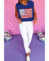 Bluing Sparkling American Flag Knitted Vest - XL