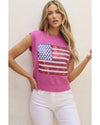 Bonbon Sparkling American Flag Knitted Vest - M