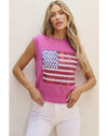 Bonbon Sparkling American Flag Knitted Vest - M