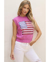Bonbon Sparkling American Flag Knitted Vest - M