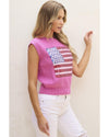 Bonbon Sparkling American Flag Knitted Vest - M